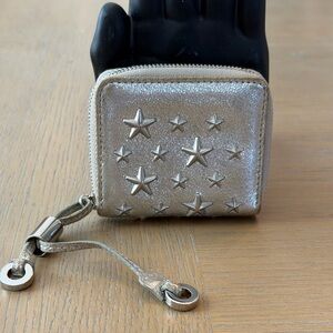 Jimmy Choo Star-Studded Silver Card Coin Holder